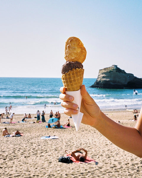 papier adresses glacier été glace cône plage soleil chaleur gastronomie