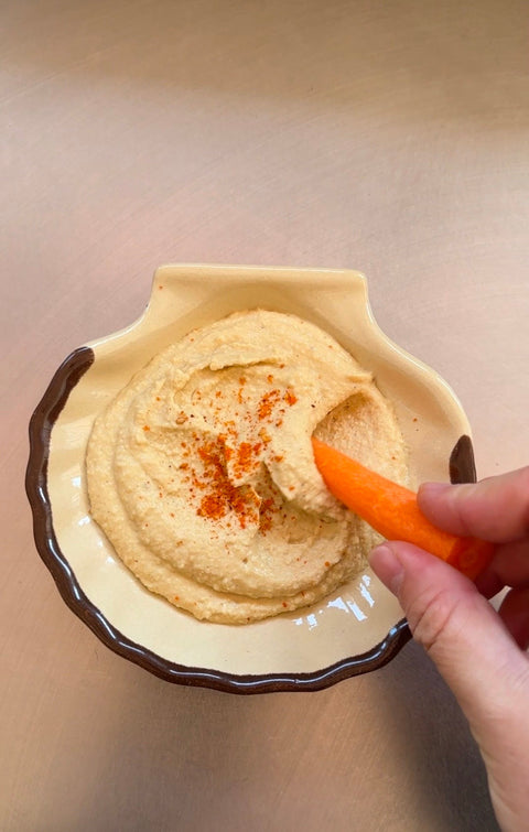 Recette de houmous express au pois chiche et ses légumes et carottes croquantes